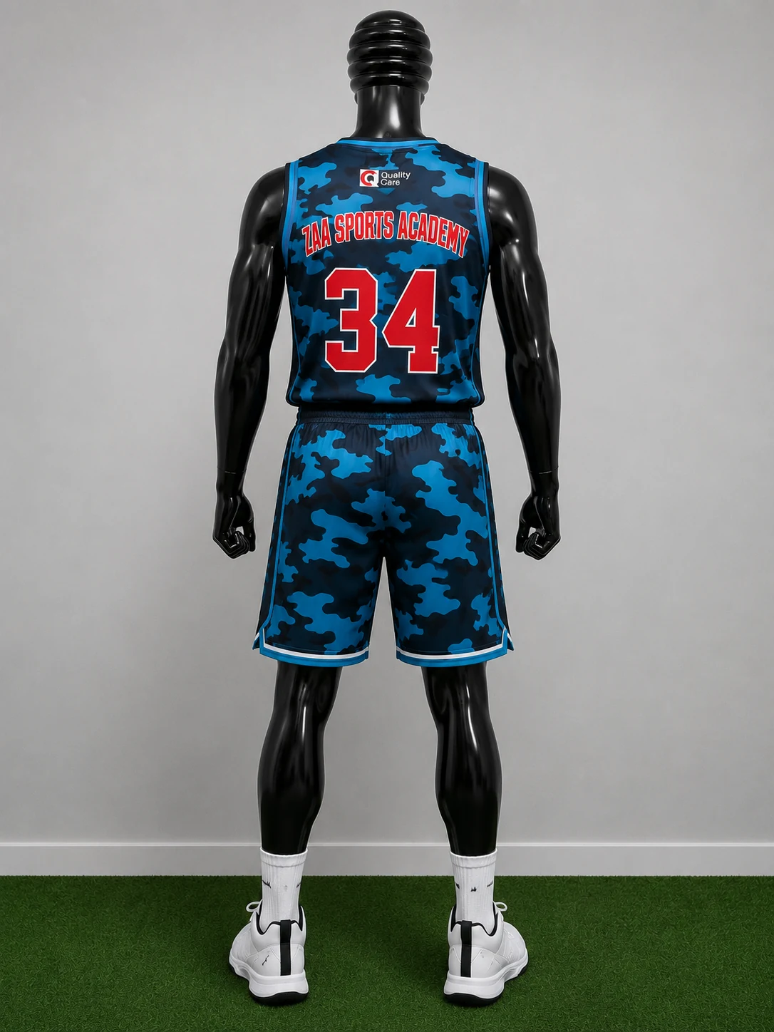 Blue Camo Basketball Uniform Back view