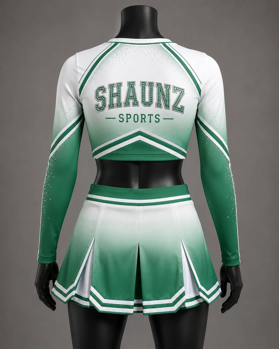 Green & White Cheer Uniform Back view
