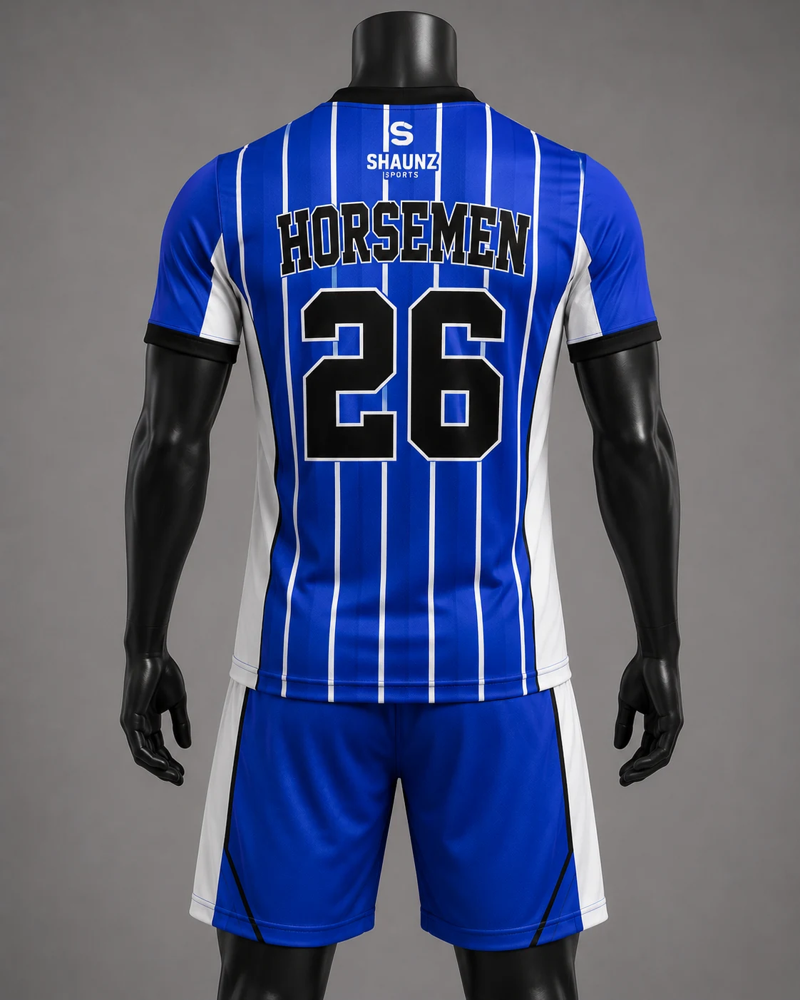 Blue & White Soccer Uniform Back view