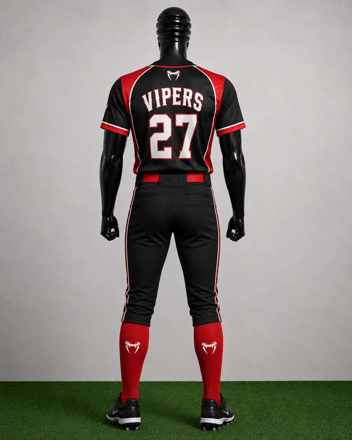 Black & Red Softball Uniform Back view