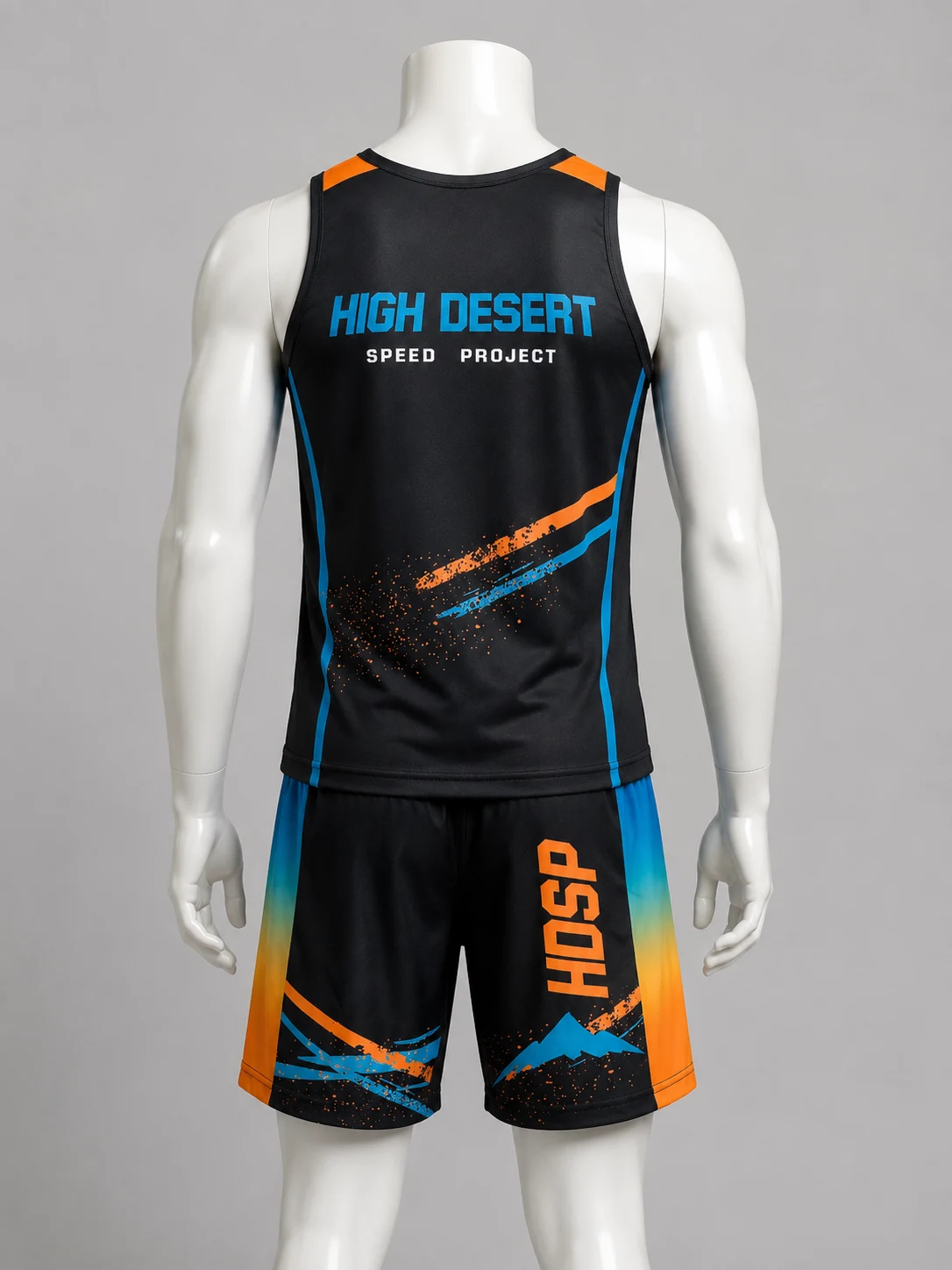 Black, Blue & Orange Track Uniform Back view