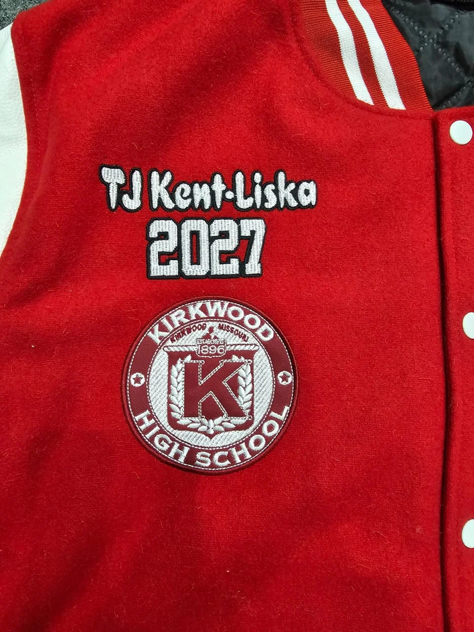 Custom Varsity Jacket Chest detail view