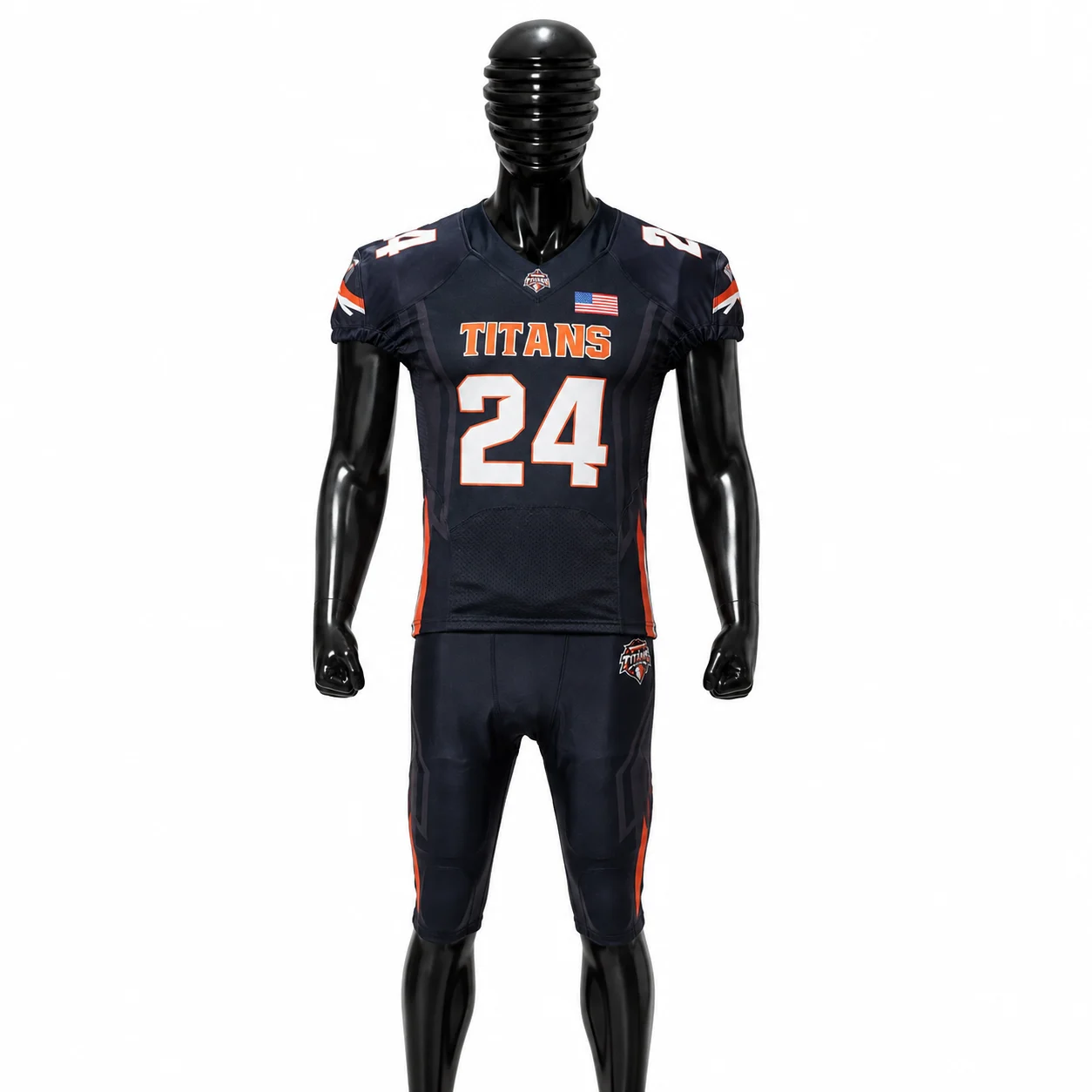 Navy & Orange American Football Uniform