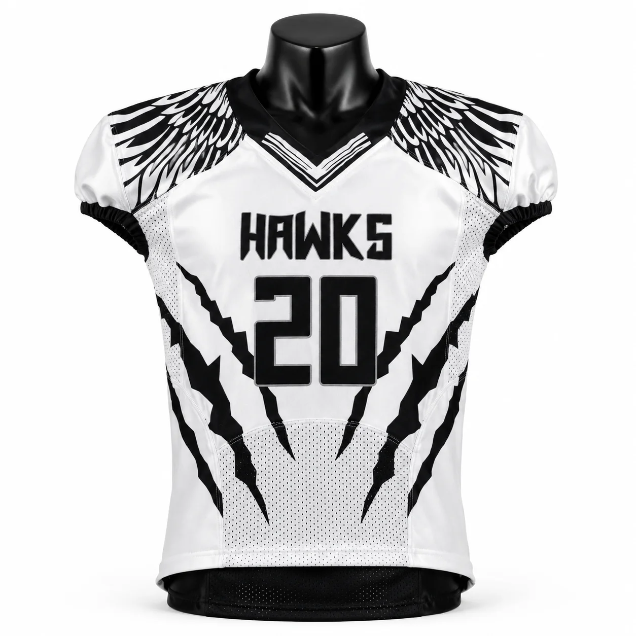 White & Black Hawks American Football Uniform