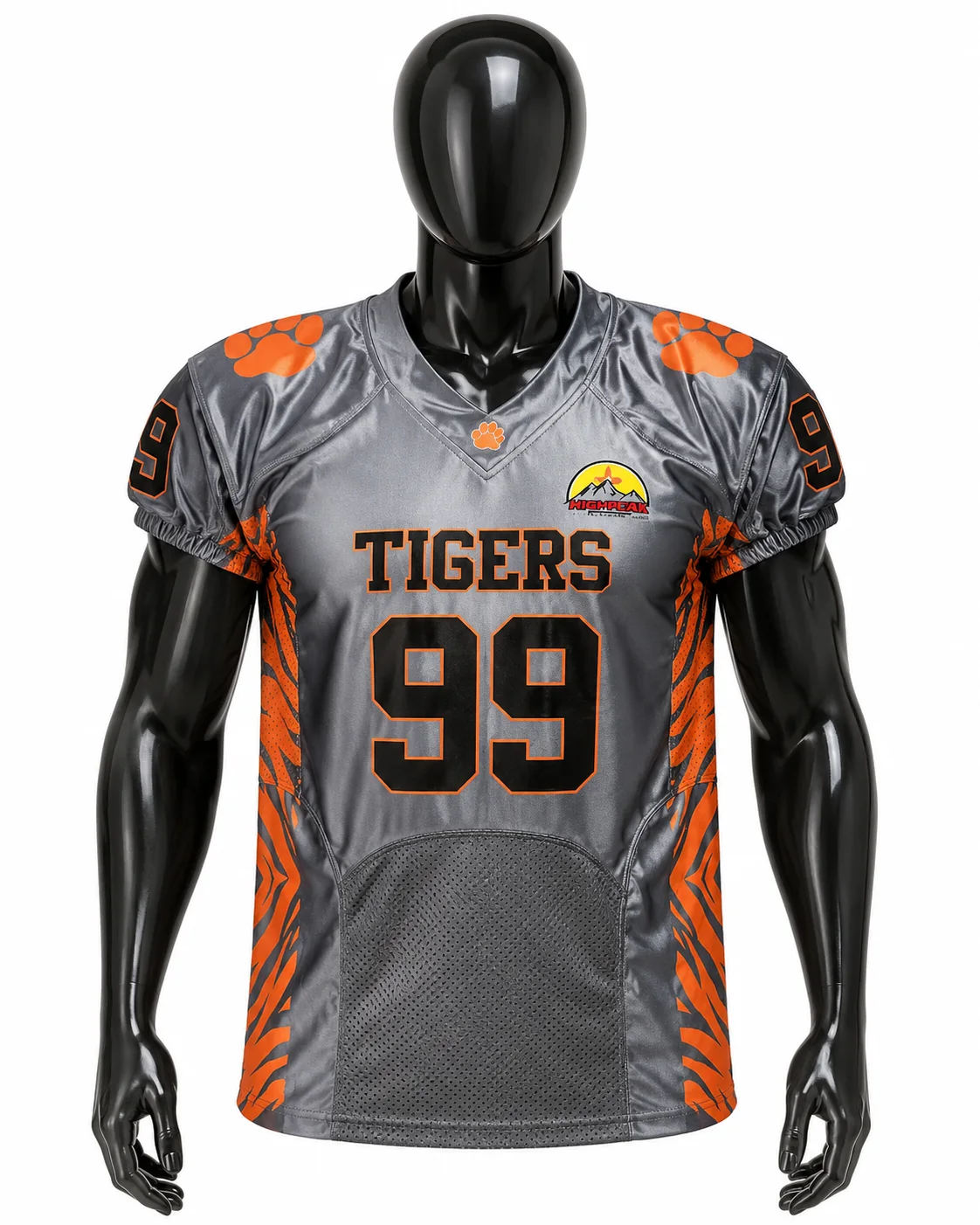 Gray & Orange Tigers American Football Uniform