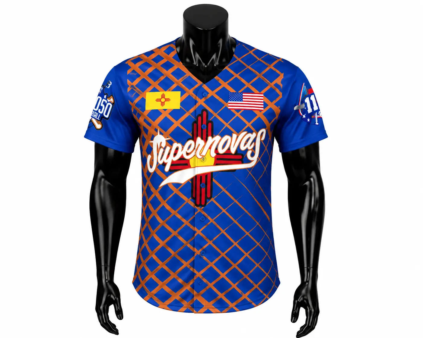 Royal Blue & Orange Supernova Baseball Uniform