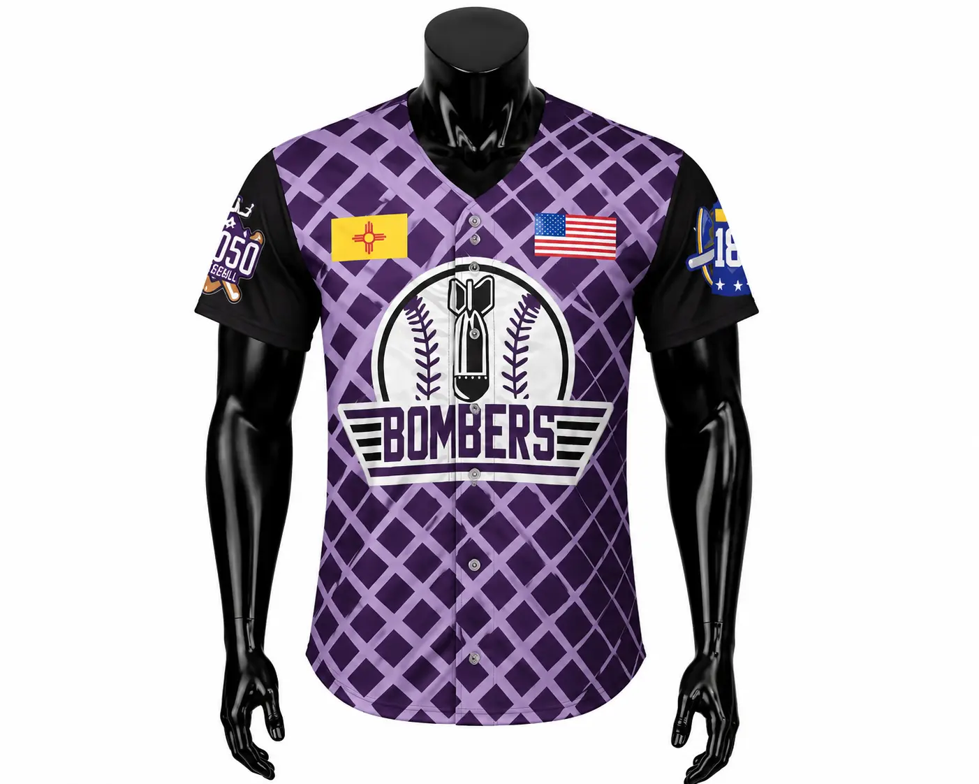 Purple & Black Bombers Baseball Uniform