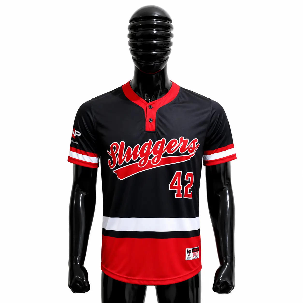 Black, Red & White Sluggers Baseball Uniform