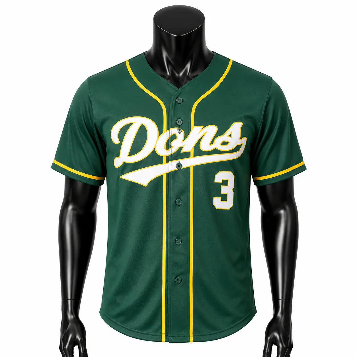 Dark Green, White & Gold Baseball Uniform