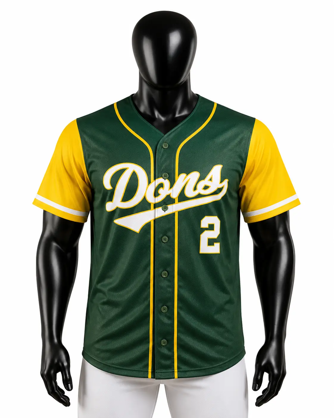 Dark Green & Gold Sleeve Baseball Uniform