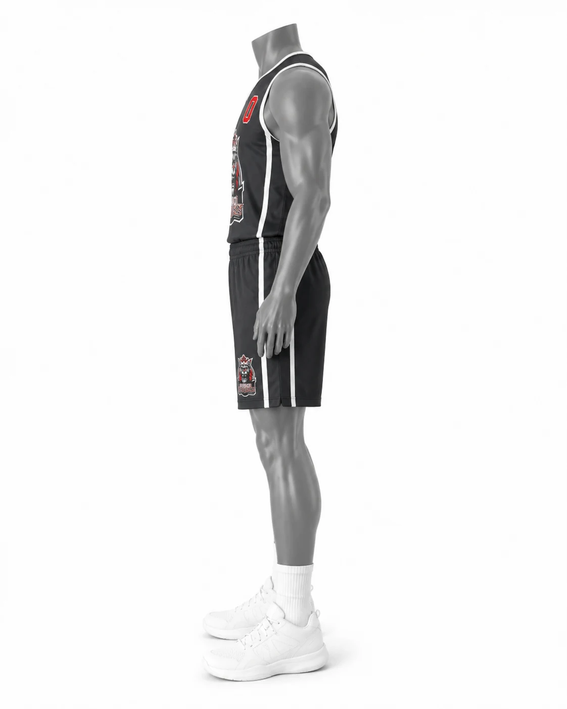 Black, White & Red Basketball Uniform