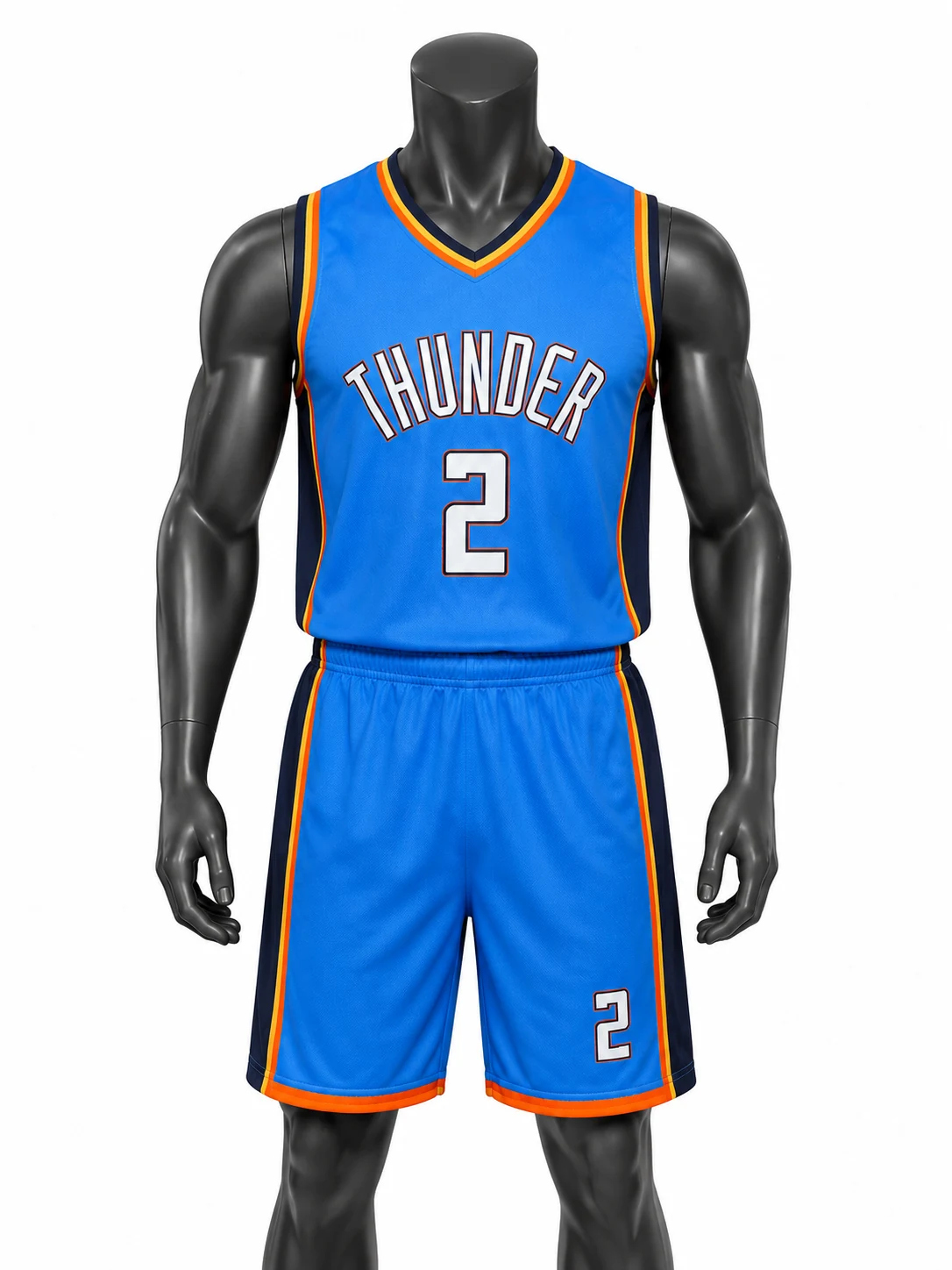Royal Blue & Orange Thunder Basketball Uniform