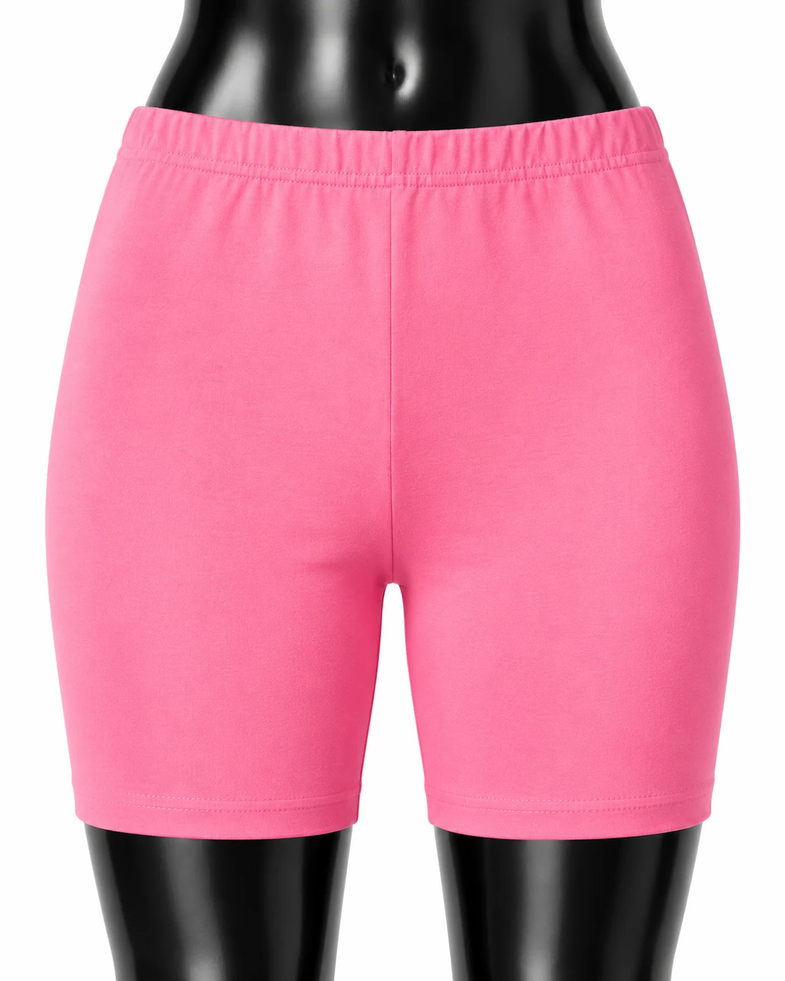 Pink Elastic-Waist Biker Shorts Front view