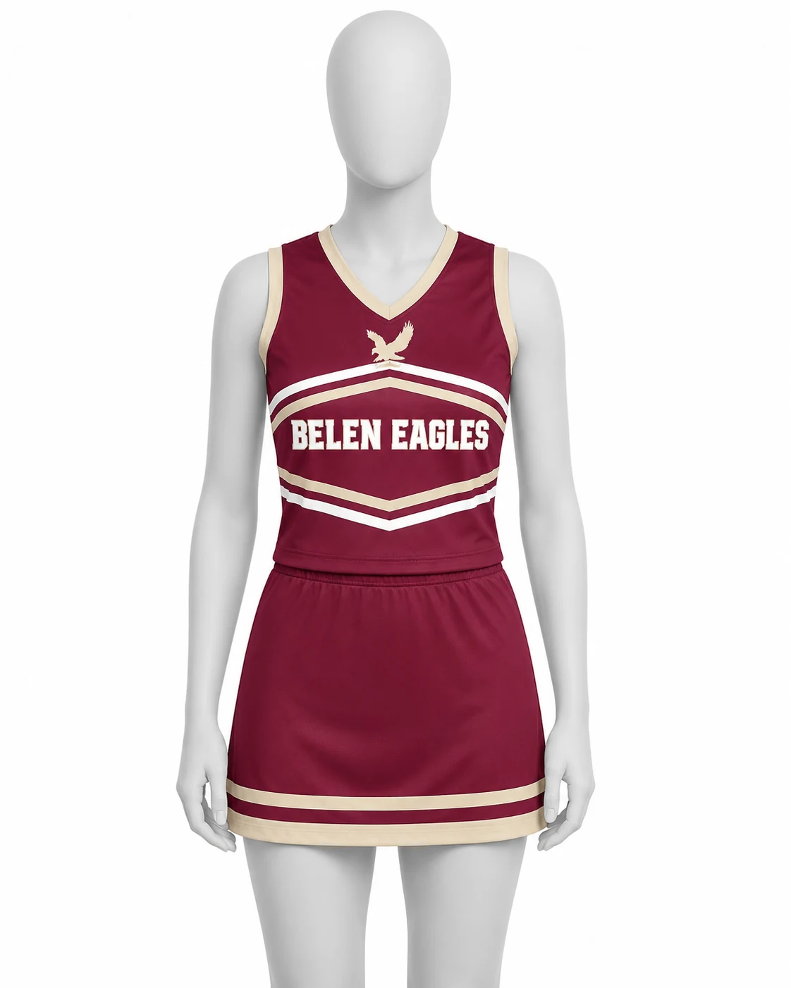 Maroon & Cream Belen Eagles Cheer Uniform