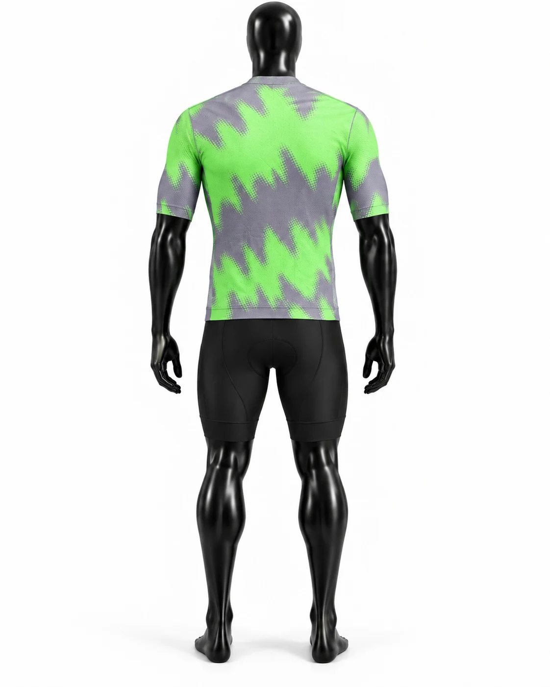 Lime Green & Gray Custom Cycling Uniform Back view