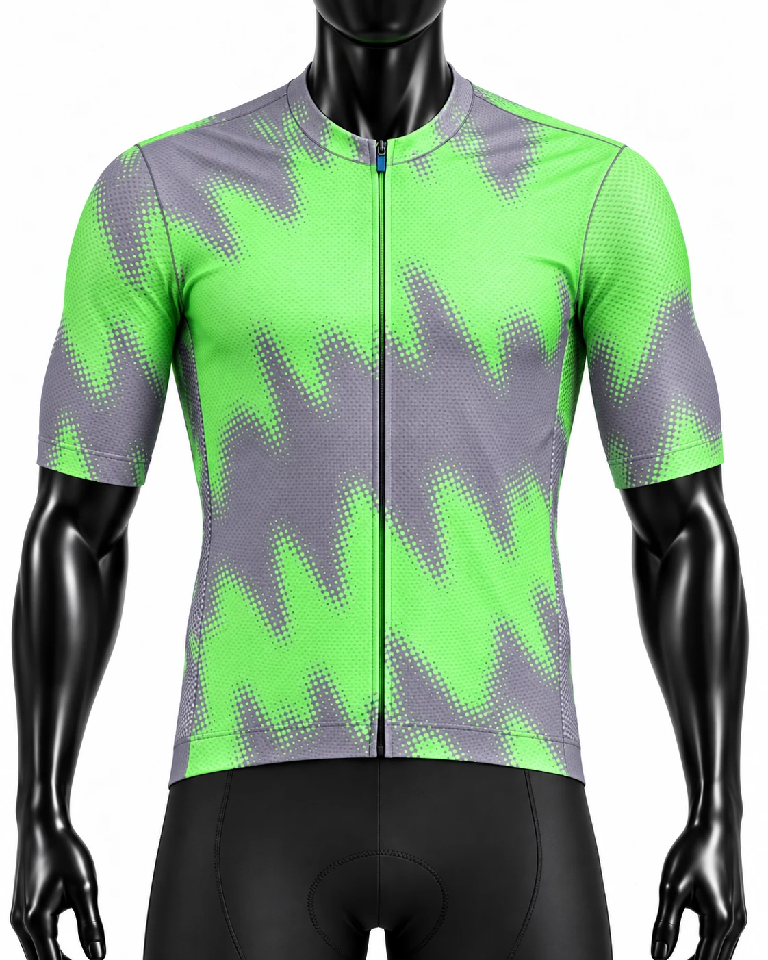 Lime Green & Gray Custom Cycling Uniform Detail view