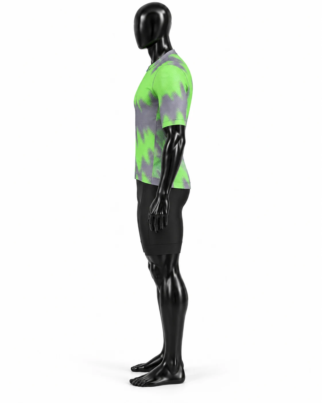 Lime Green & Gray Custom Cycling Uniform Left side view