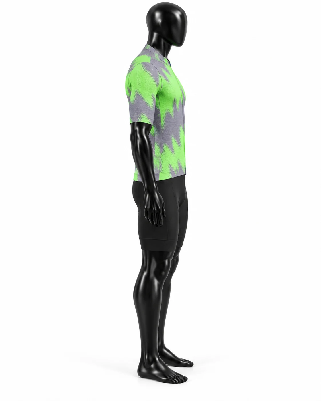 Lime Green & Gray Custom Cycling Uniform Right side view