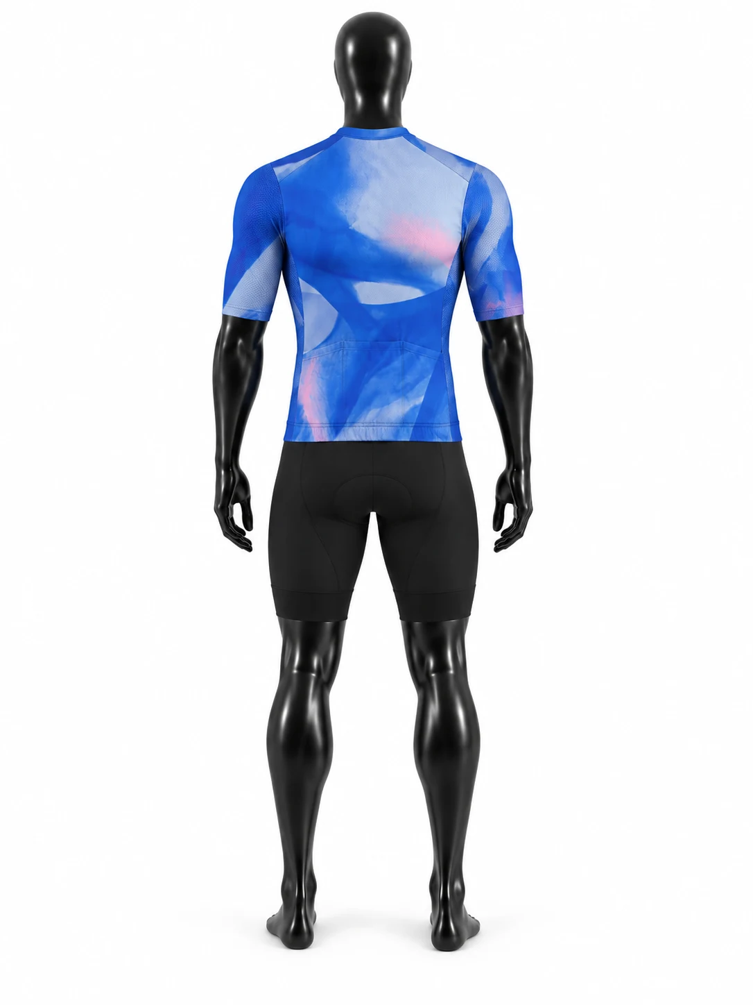 Blue & Pink Abstract Custom Cycling Uniform Back view