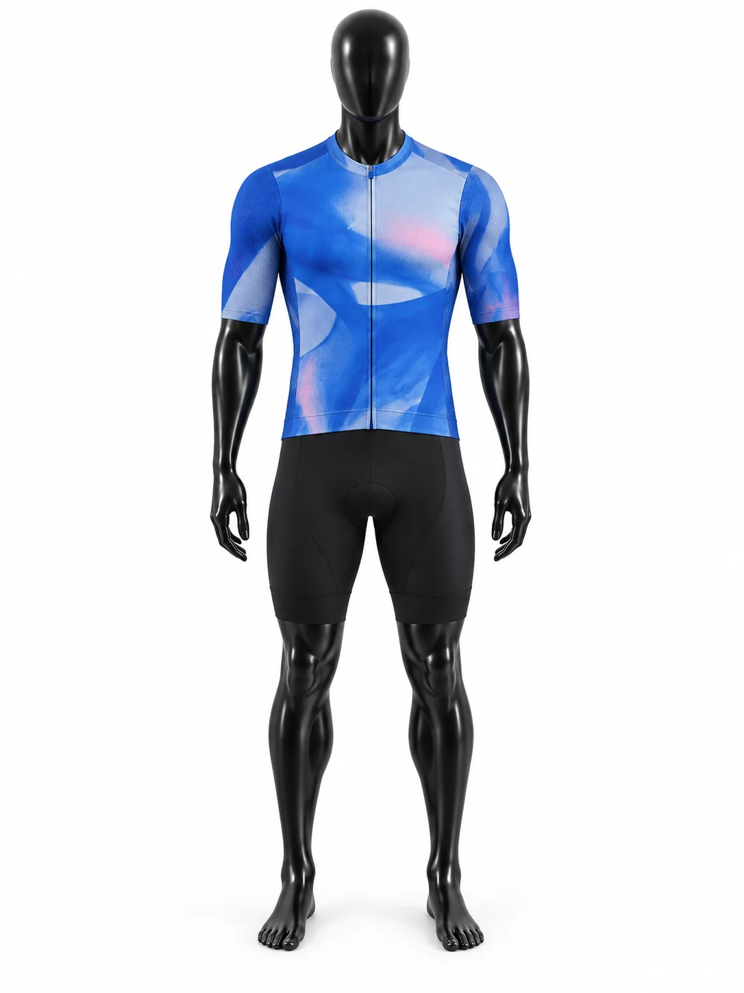Blue & Pink Abstract Custom Cycling Uniform front view