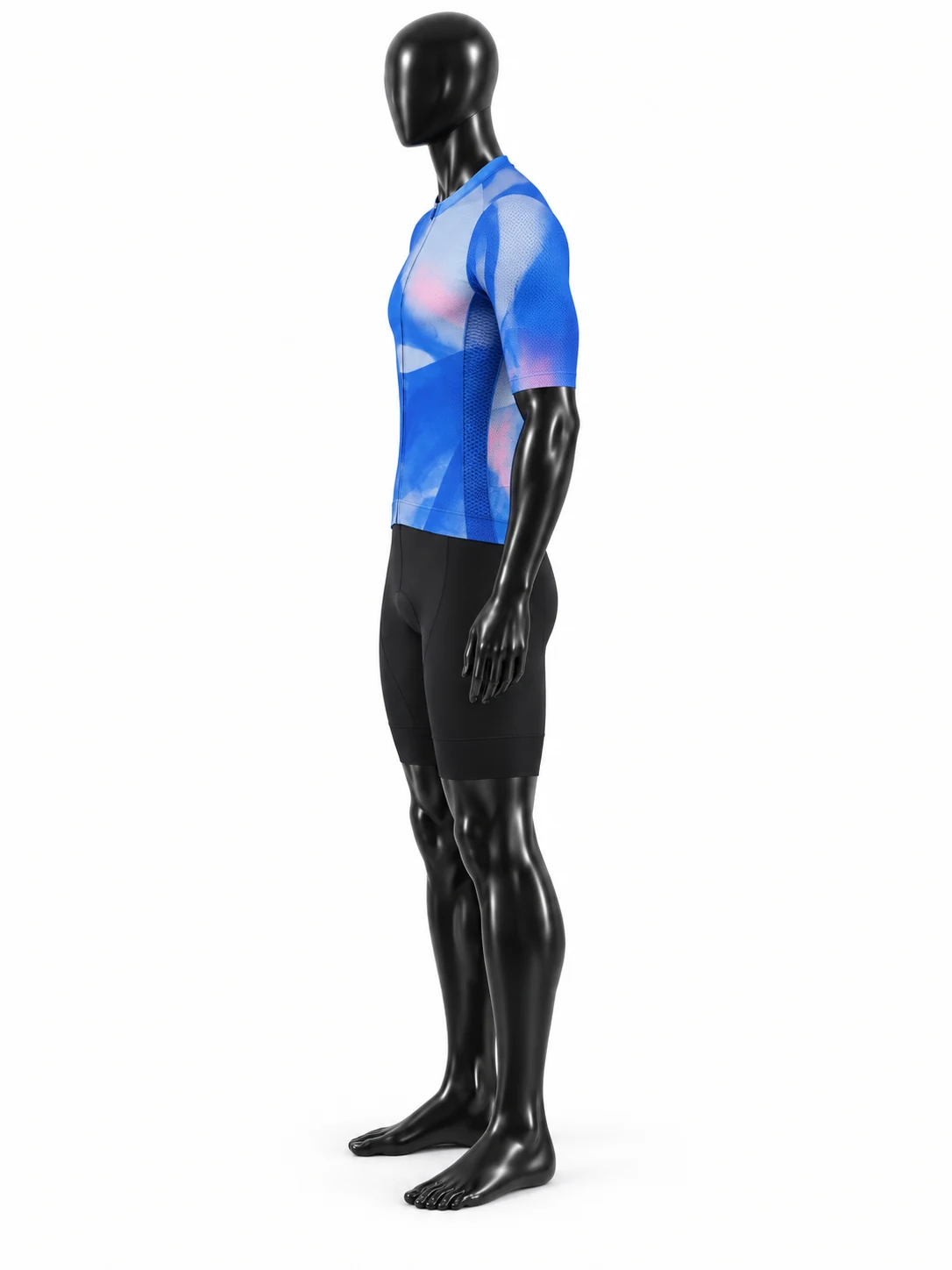 Blue & Pink Abstract Custom Cycling Uniform Left side view