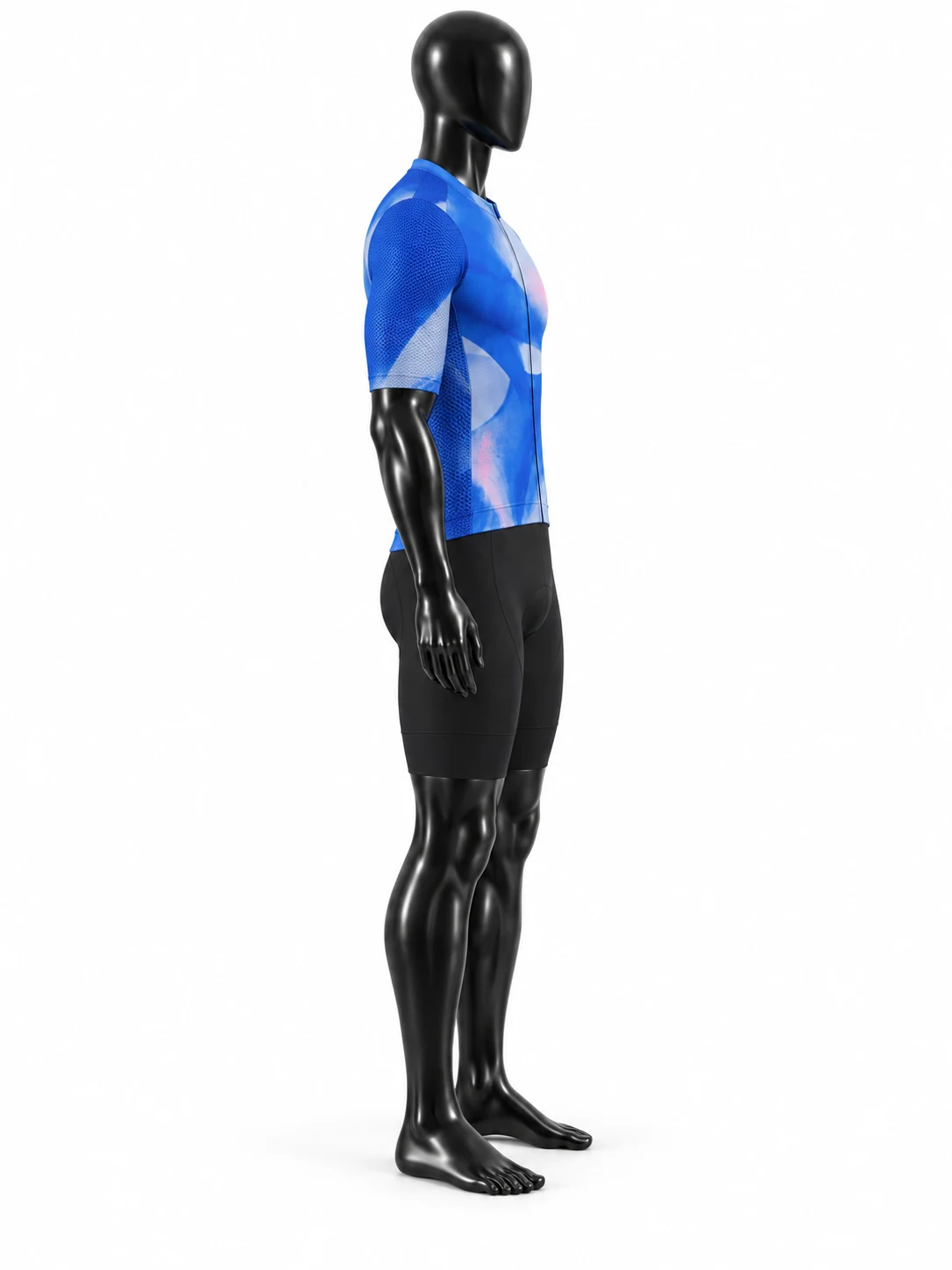 Blue & Pink Abstract Custom Cycling Uniform Right side view