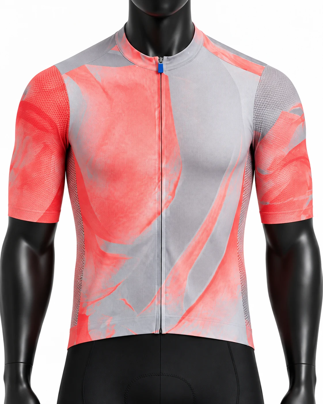 Coral & Gray Custom Cycling Uniform Detail view