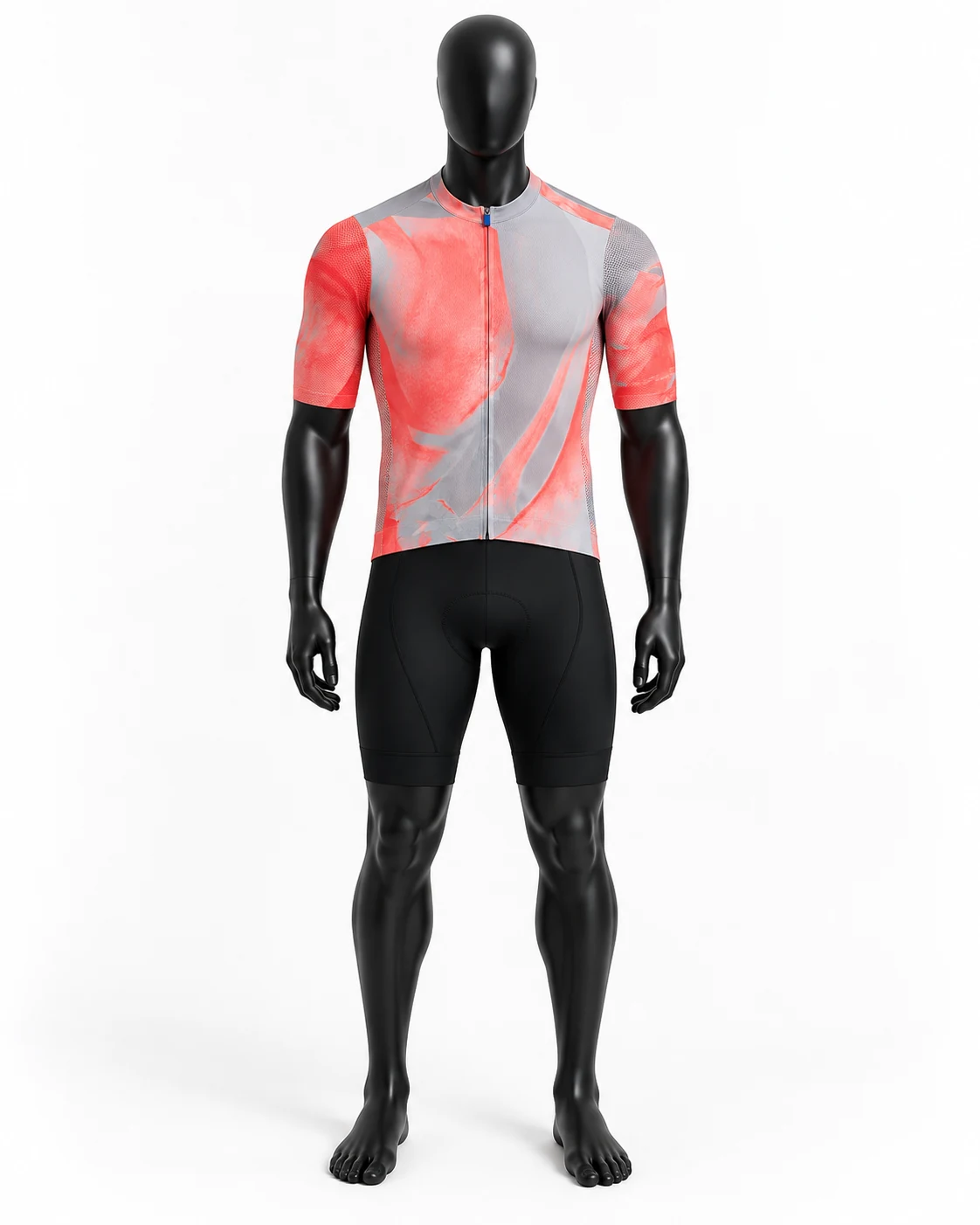 Coral & Gray Custom Cycling Uniform front view
