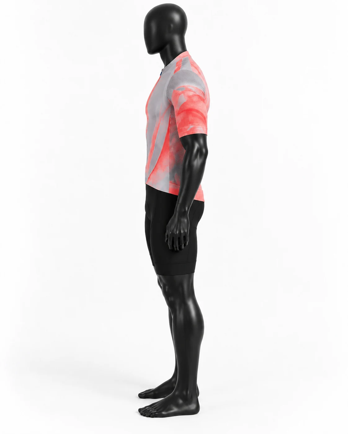 Coral & Gray Custom Cycling Uniform Left side view