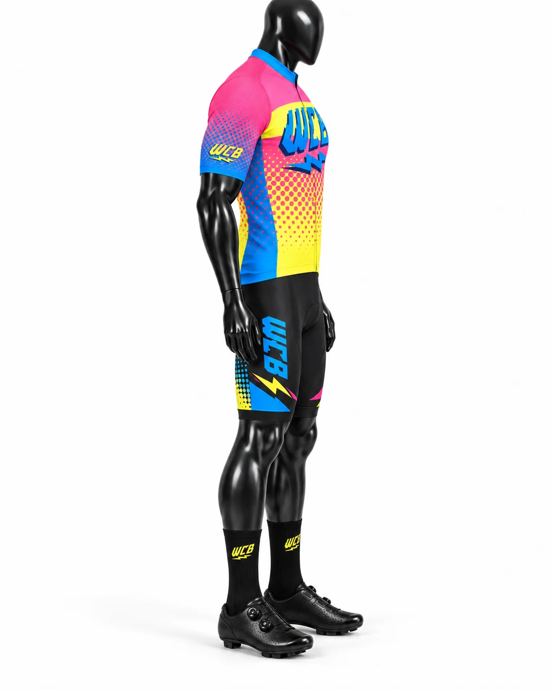 Pink Yellow & Blue Custom Cycling Uniform Right side view