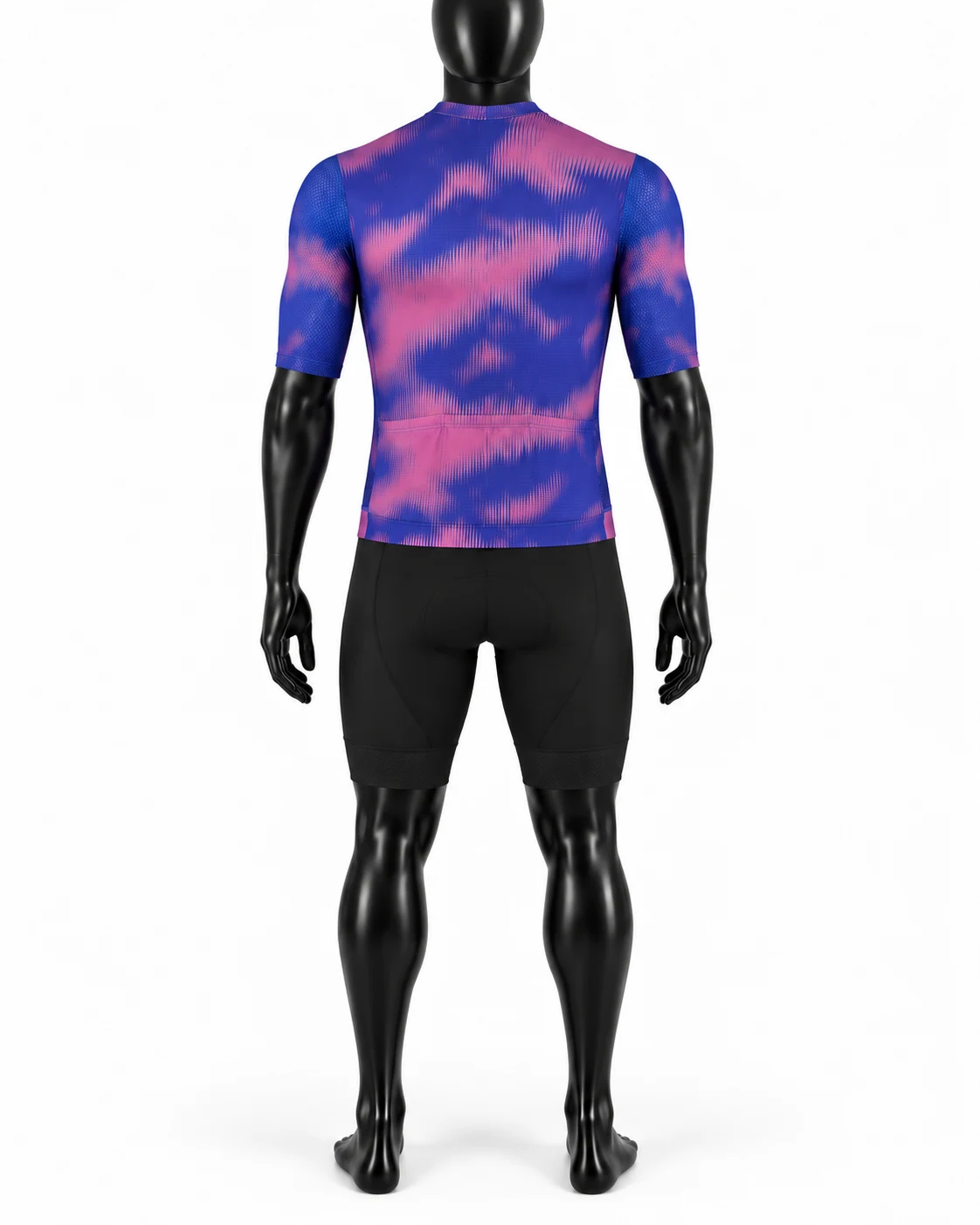 Blue & Pink Cloud Custom Cycling Uniform Back view