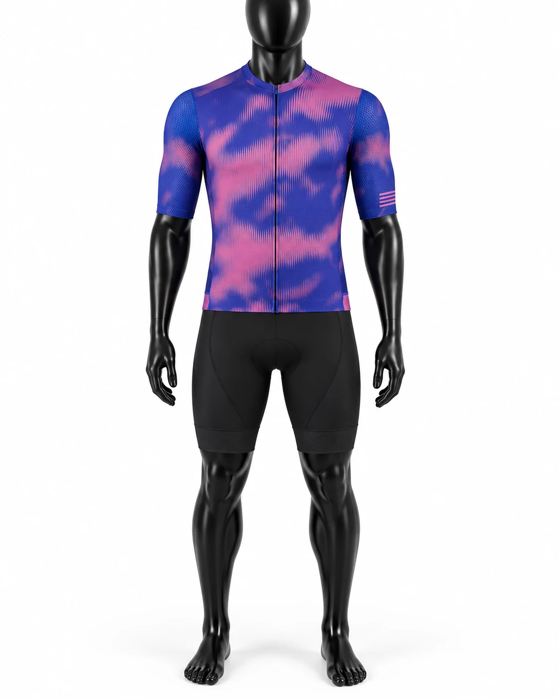 Blue & Pink Cloud Custom Cycling Uniform front view
