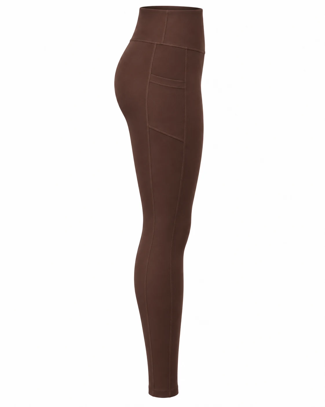 Chocolate Brown High-Waist Pocket Leggings Opposite side view