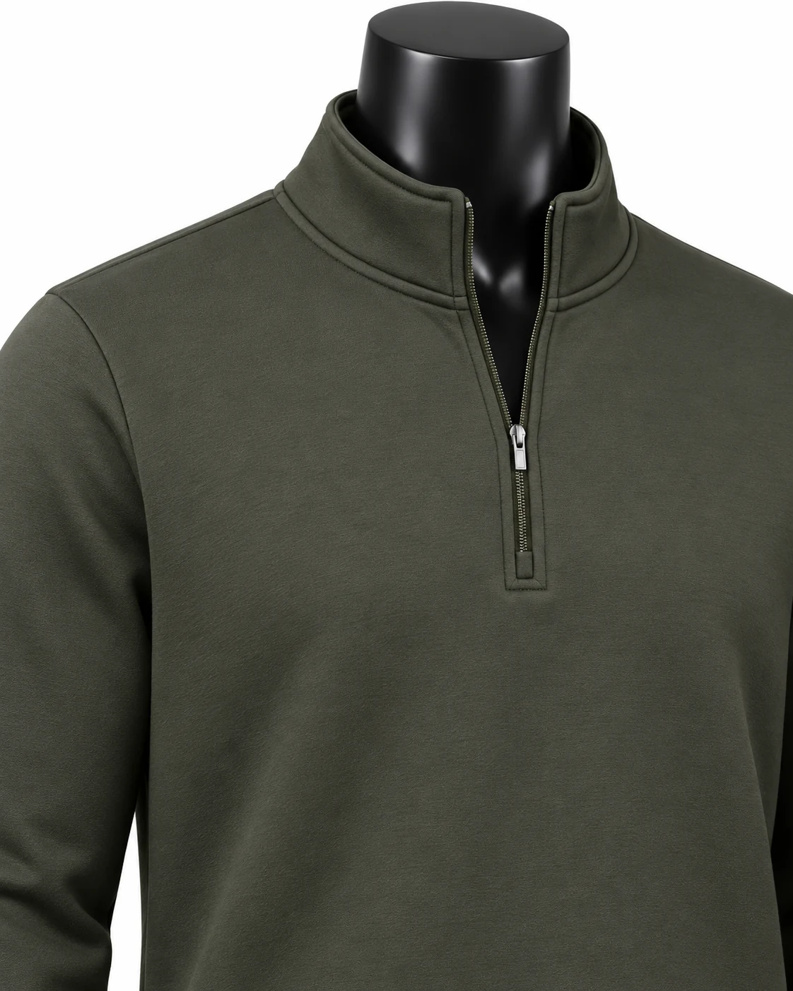 Olive Green Custom Quarter-Zip Pullover Detail view