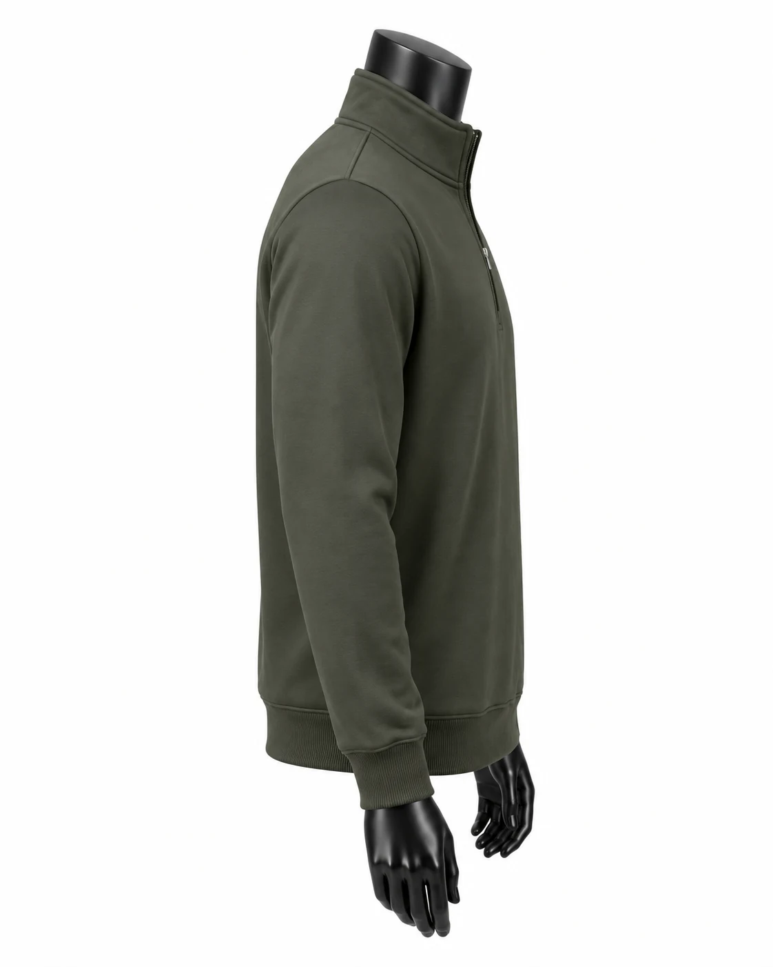 Olive Green Custom Quarter-Zip Pullover Side alternate view