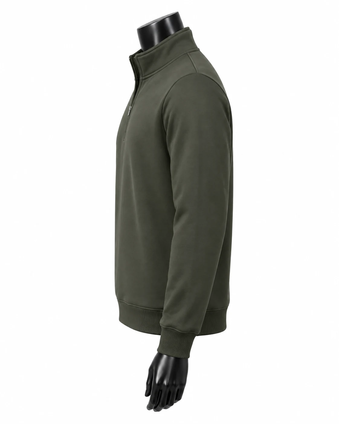 Olive Green Custom Quarter-Zip Pullover Side view