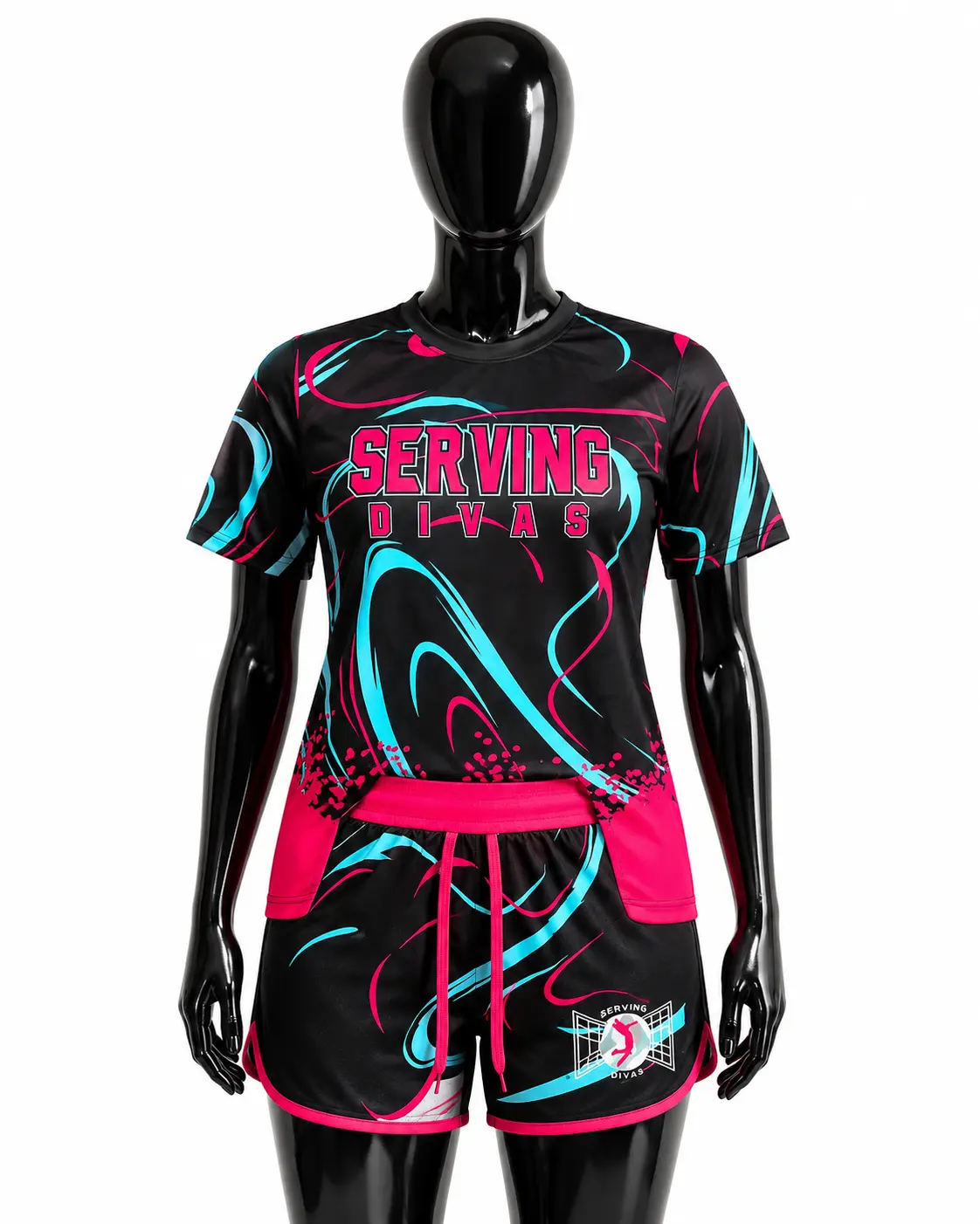 Black, Cyan & Pink Soccer Uniform