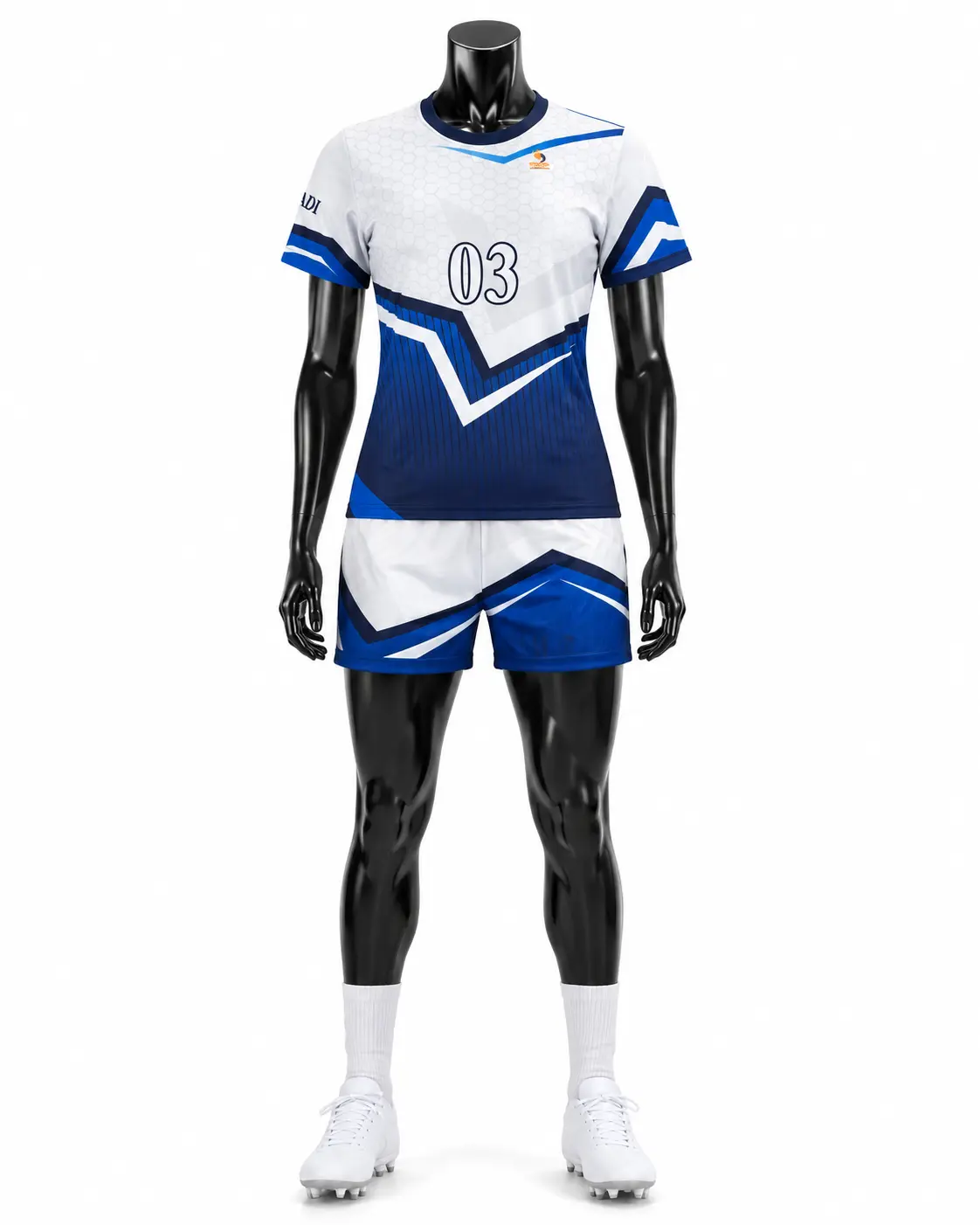 White, Royal Blue & Navy Soccer Uniform