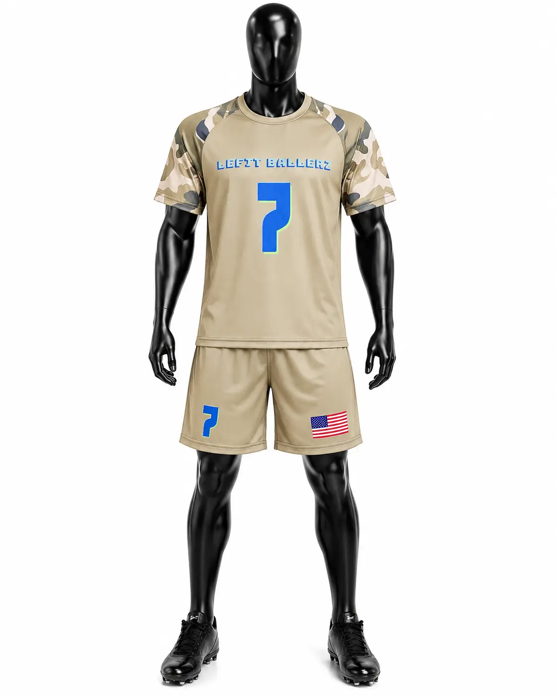 Sand Camo & Royal Blue Soccer Uniform
