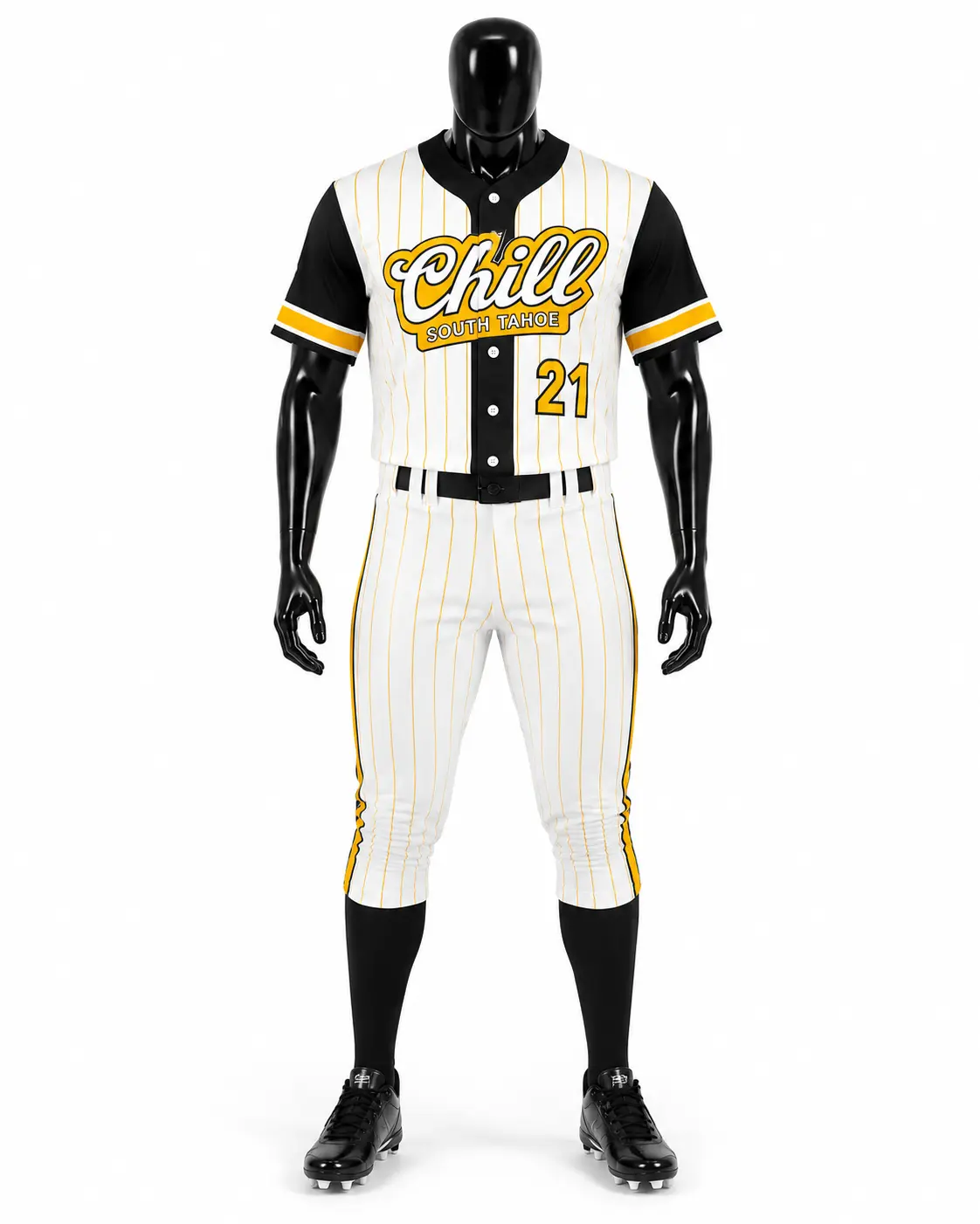 White, Black & Gold Chill Softball Uniform