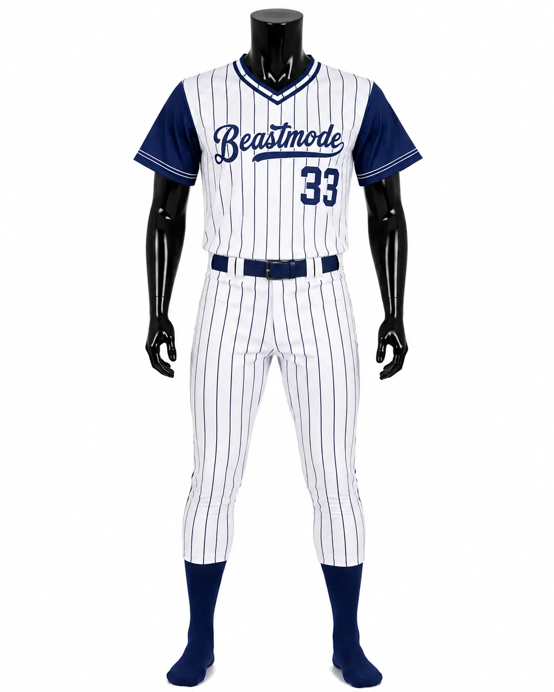 White & Navy Beastmode Softball Uniform