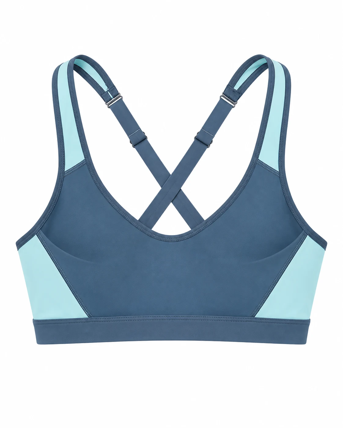 Slate Blue & Mint Cross-Back Sports Bra Back view