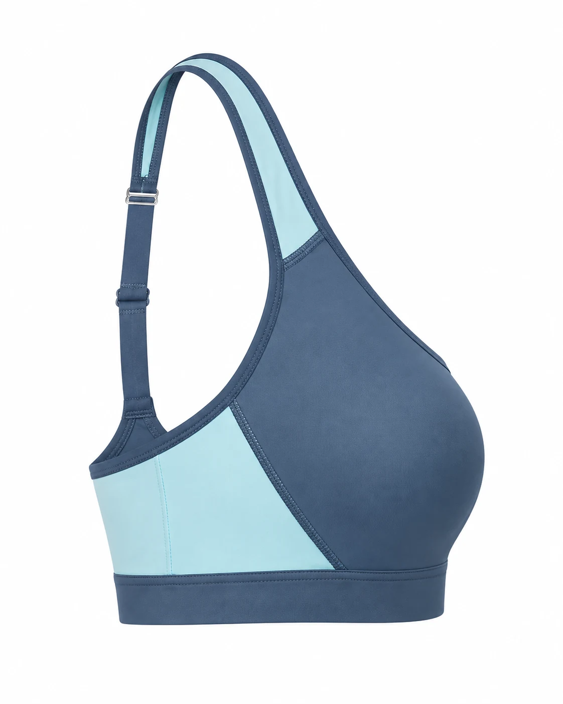 Slate Blue & Mint Cross-Back Sports Bra Opposite side view