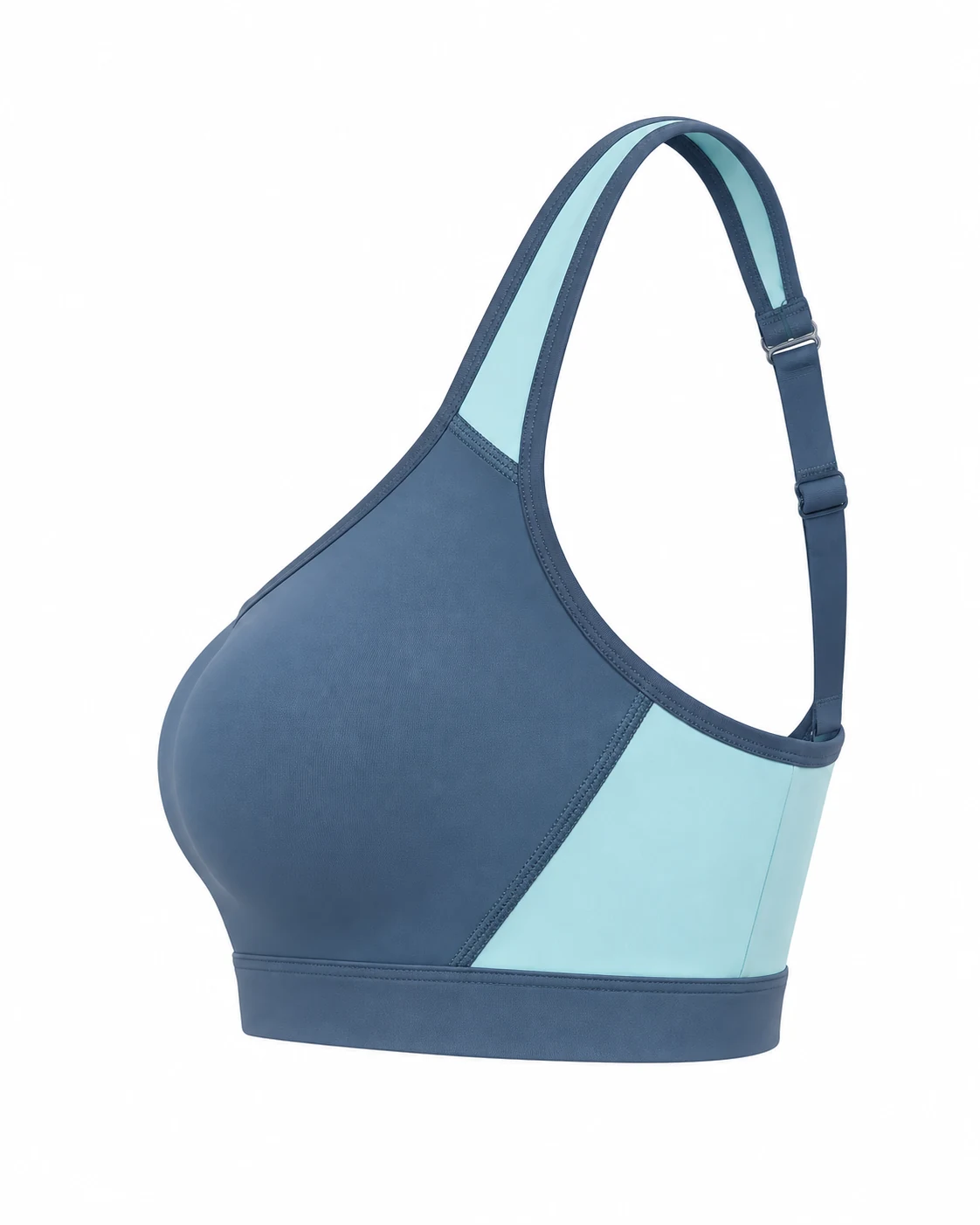 Slate Blue & Mint Cross-Back Sports Bra Side view