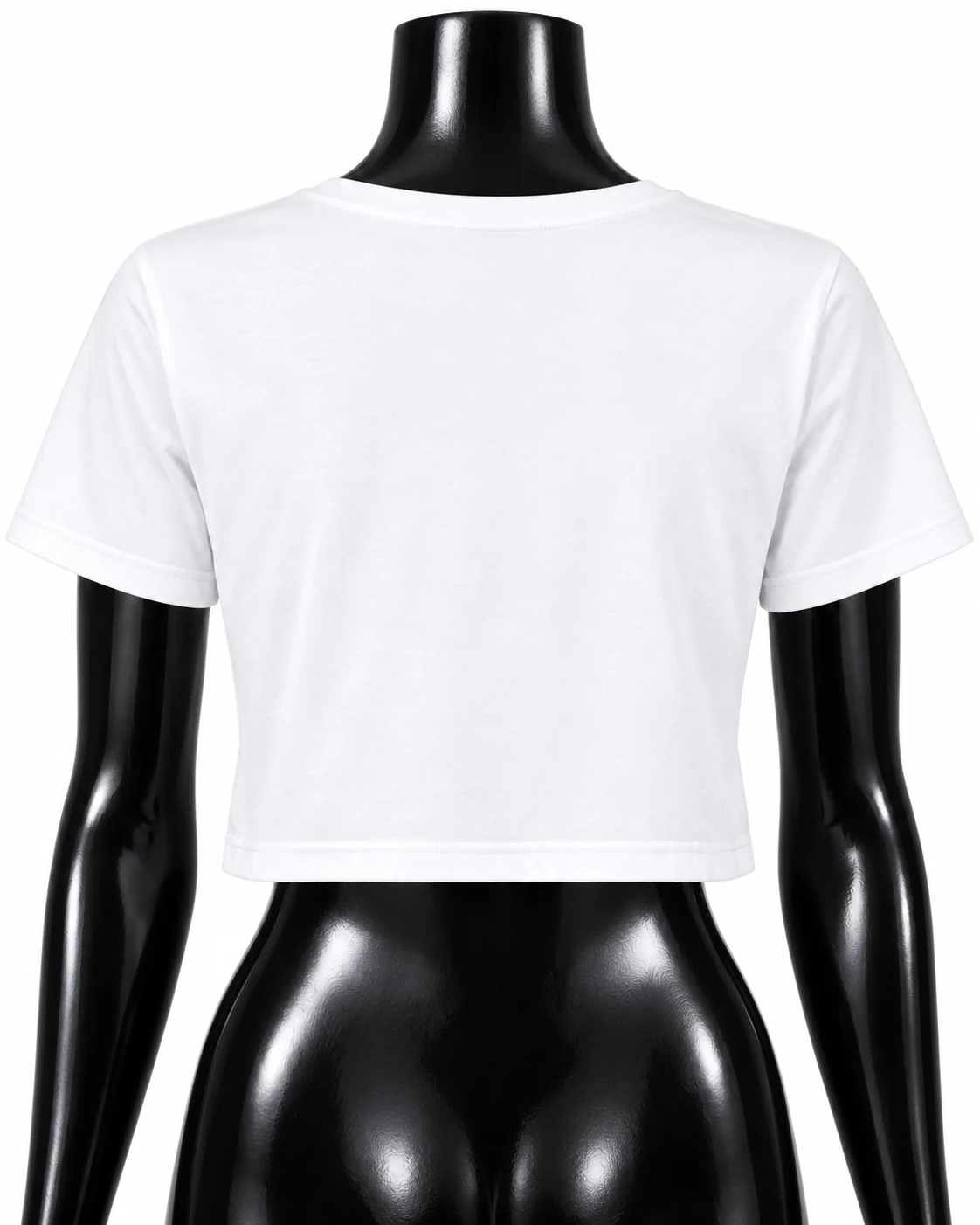 White Never Give Up Short-Sleeve Crop Top Back view