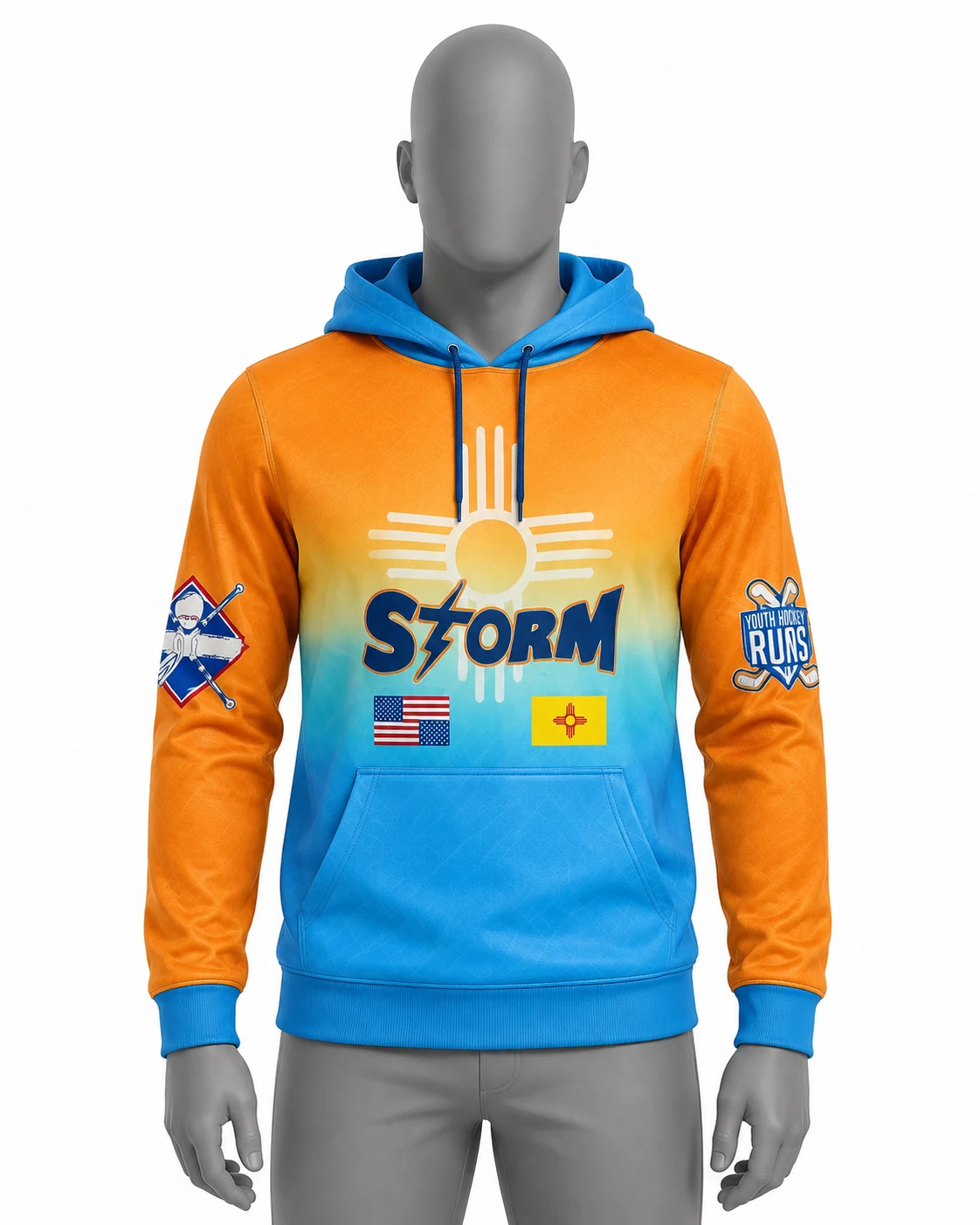 Orange & Sky Blue Storm Hoodie