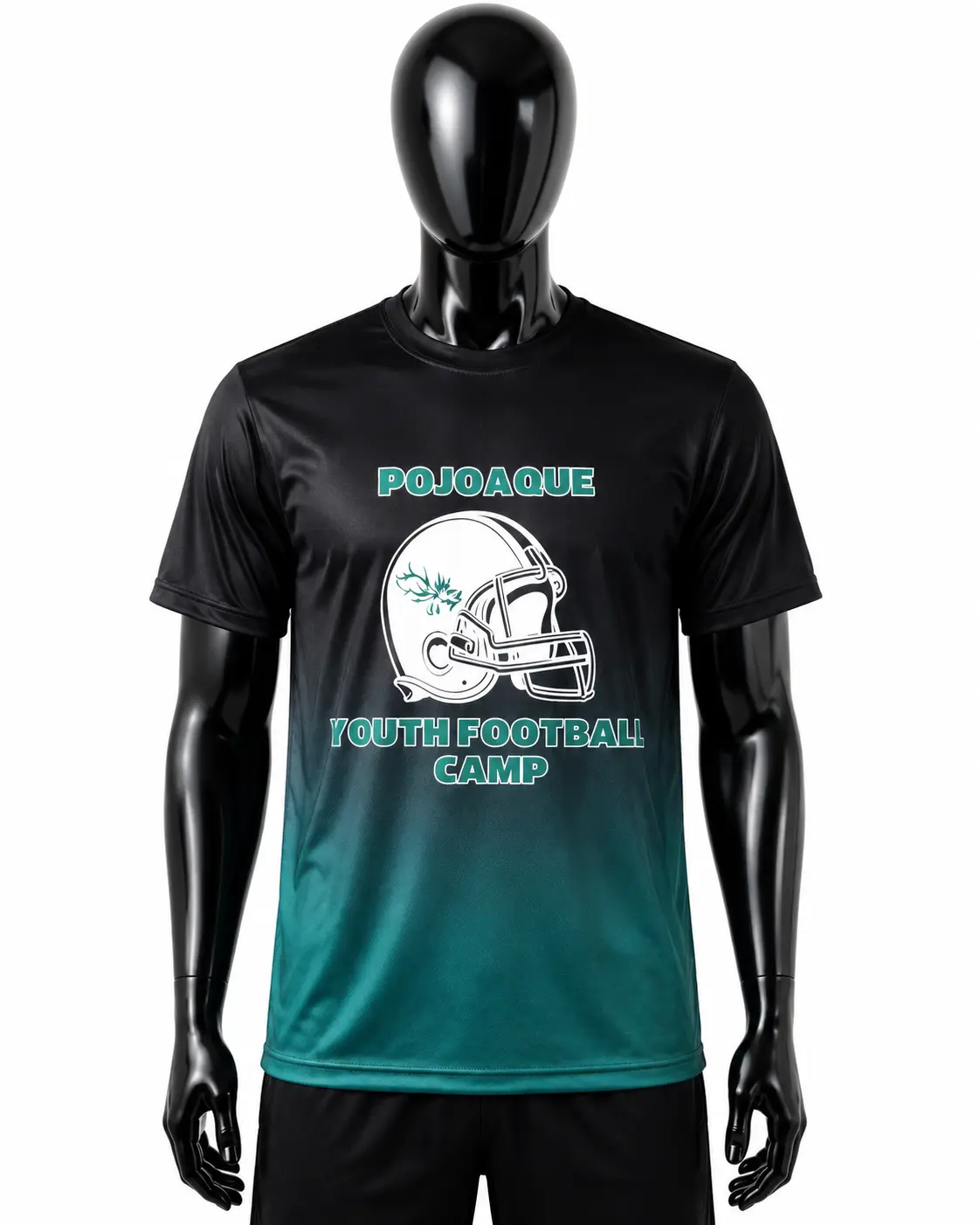 Black & Teal Pojoaque Youth Football Camp T-Shirt