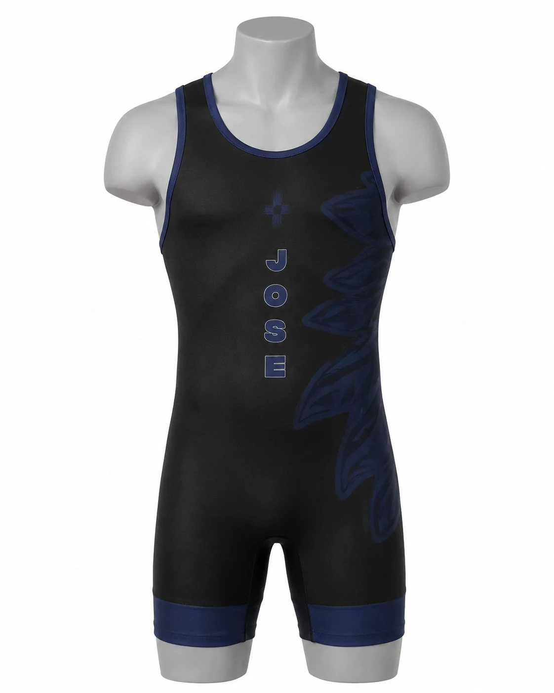 Black & Navy Wrestling Singlet