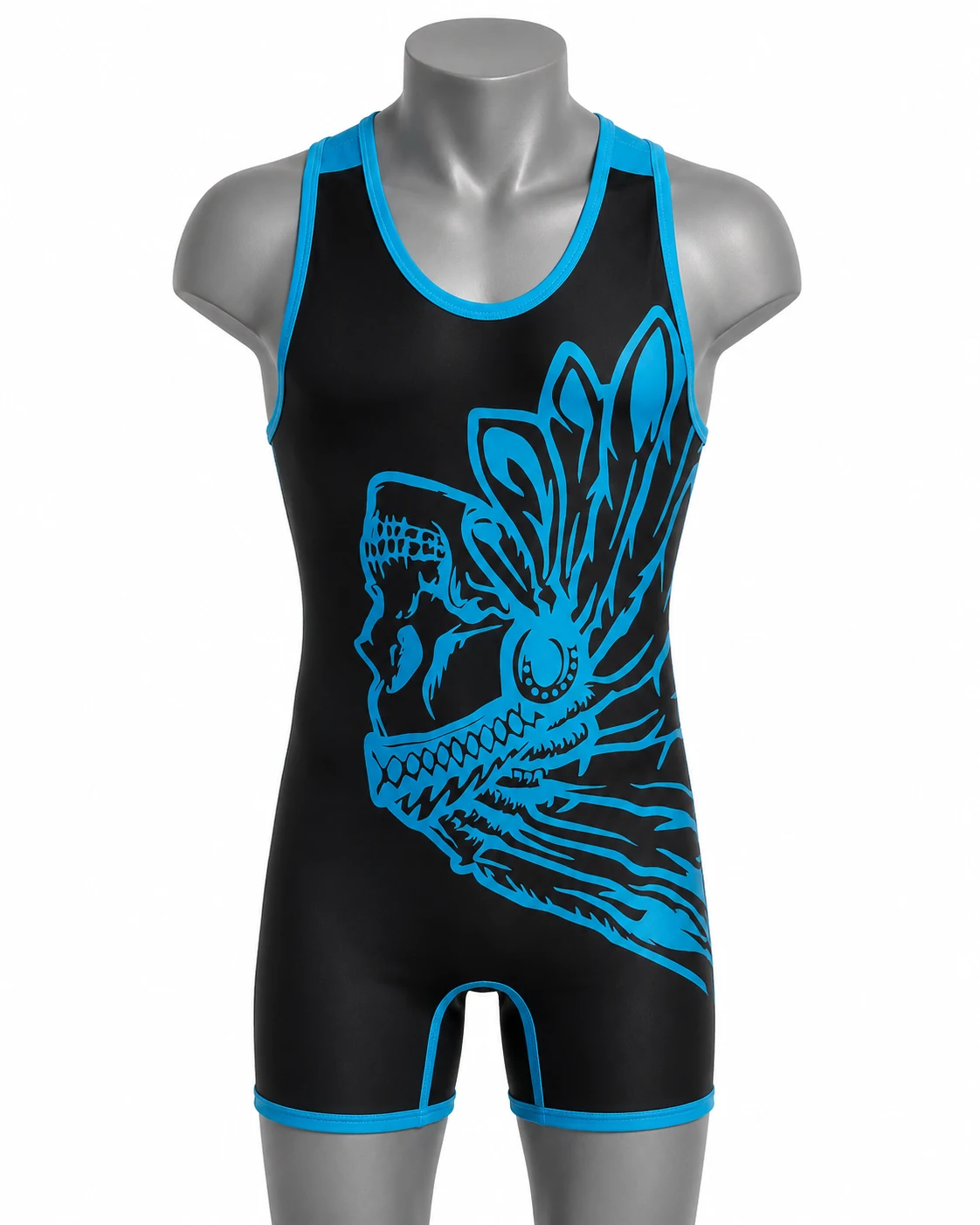 Black & Cyan Wrestling Singlet